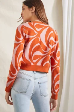 Abstract Crop Top & Cardigan Sweater Set