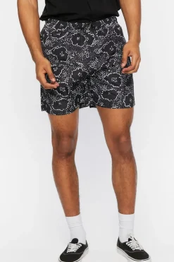 Abstract Floral Print Swim Trunks
