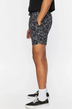 Abstract Floral Print Swim Trunks