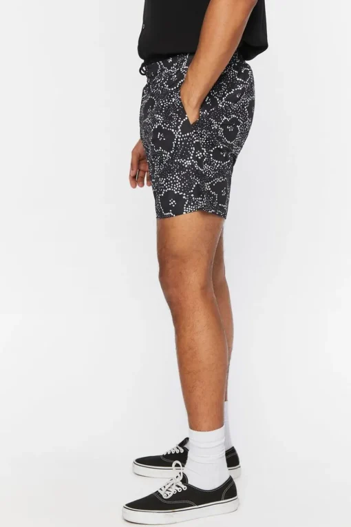 Abstract Floral Print Swim Trunks