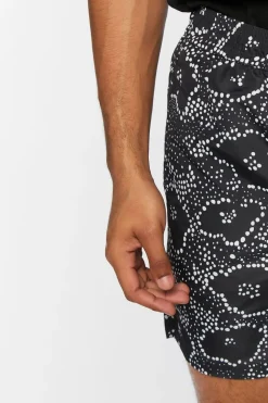 Abstract Floral Print Swim Trunks