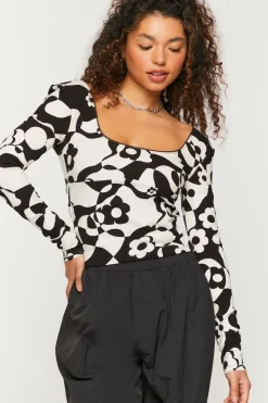 Abstract Floral Print Top