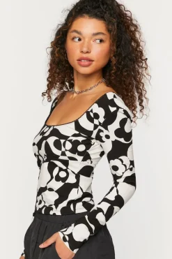 Abstract Floral Print Top
