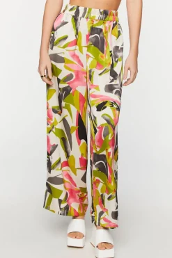 Abstract Floral Wide-Leg Pants