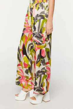 Abstract Floral Wide-Leg Pants