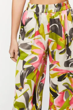 Abstract Floral Wide-Leg Pants