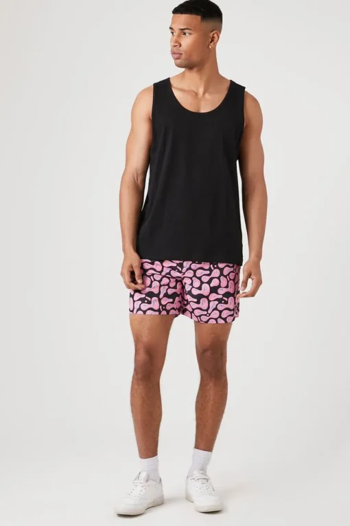 Abstract Happy Face Swim Trunks
