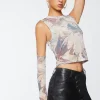 Abstract Mesh Crop Top & Gloves Set