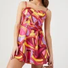 Abstract Print Bustier Mini Dress
