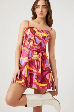 Abstract Print Bustier Mini Dress