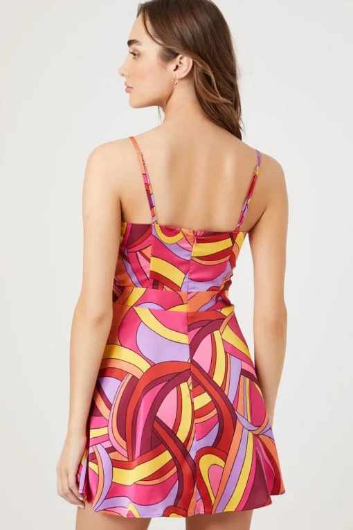 Abstract Print Bustier Mini Dress