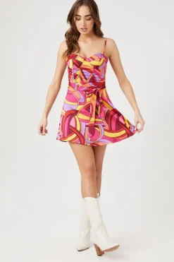 Abstract Print Bustier Mini Dress