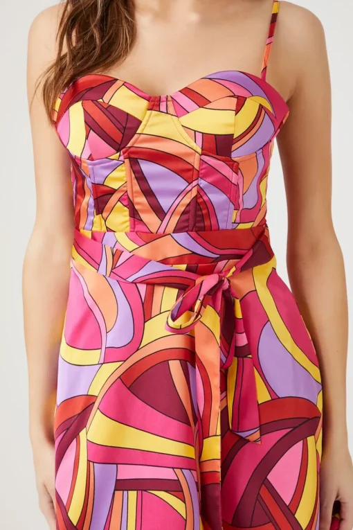 Abstract Print Bustier Mini Dress