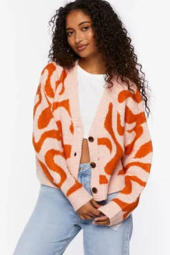 Abstract Print Cardigan Sweater