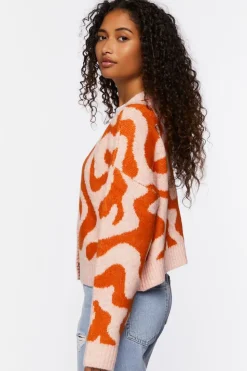 Abstract Print Cardigan Sweater
