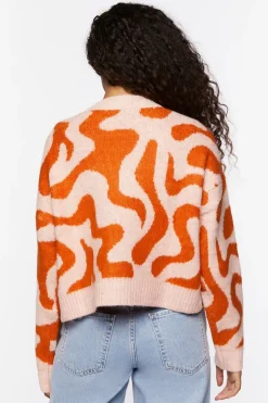 Abstract Print Cardigan Sweater