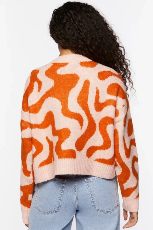 Abstract Print Cardigan Sweater