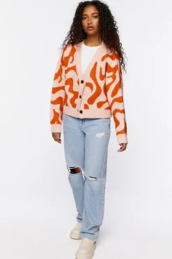 Abstract Print Cardigan Sweater