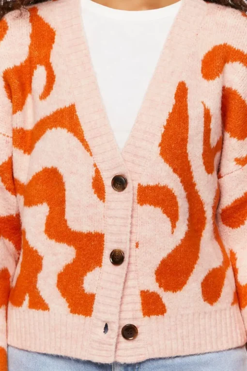 Abstract Print Cardigan Sweater