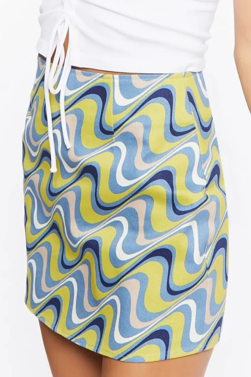 Abstract Print Mini Skirt