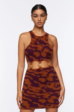 Abstract Print Mini Sweater Dress