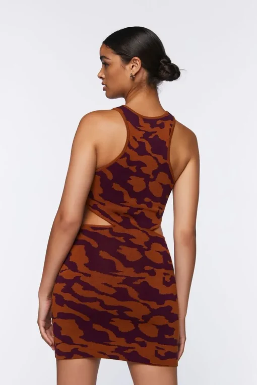 Abstract Print Mini Sweater Dress