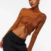 Abstract Print Ruched Crop Top