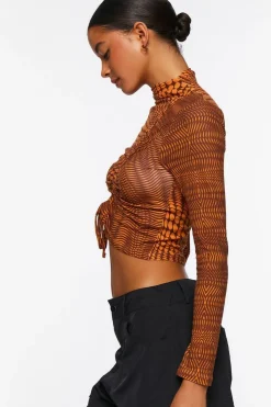 Abstract Print Ruched Crop Top