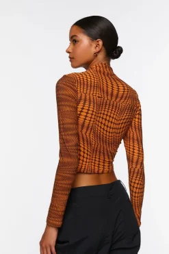 Abstract Print Ruched Crop Top
