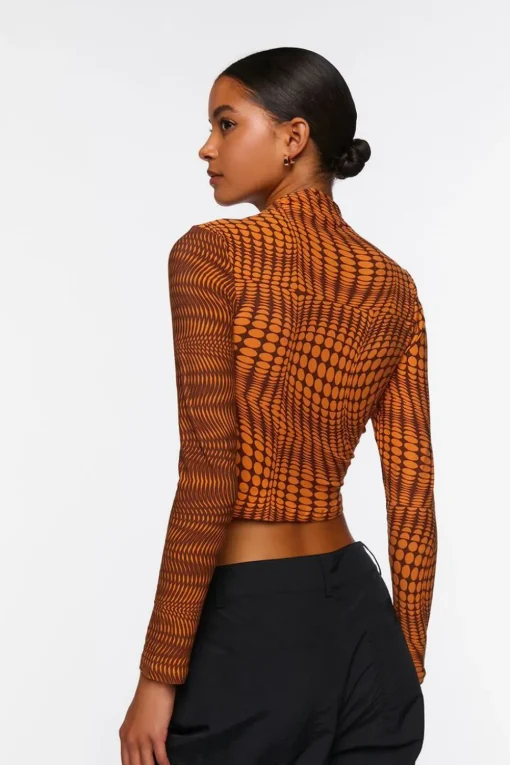Abstract Print Ruched Crop Top