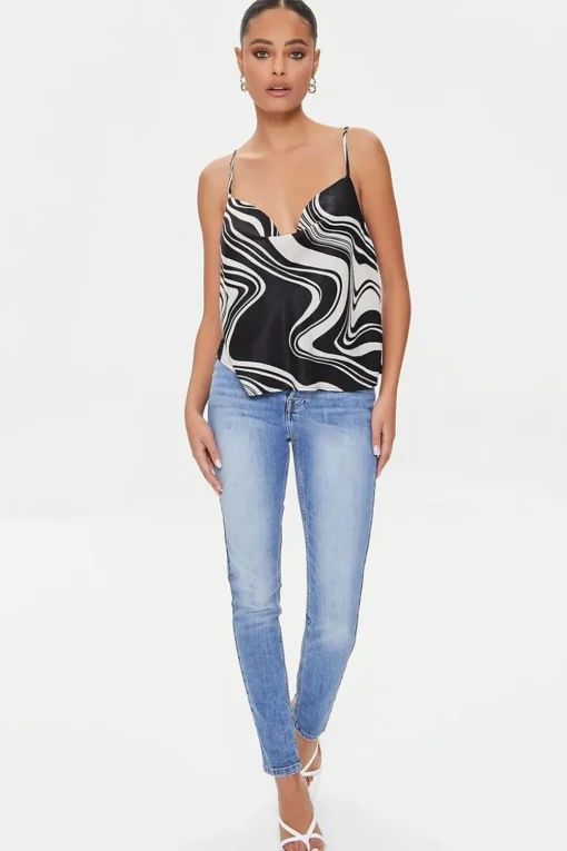 Abstract Print Satin Cami