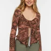 Abstract Print Slinky Split-Front Top