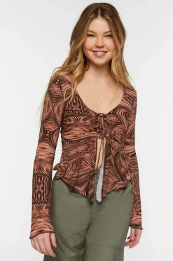 Abstract Print Slinky Split-Front Top