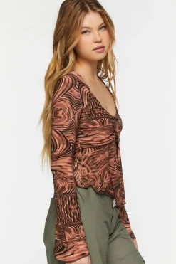 Abstract Print Slinky Split-Front Top
