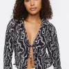 Abstract Print Tie-Front Top
