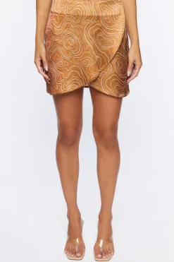 Abstract Print Tulip-Hem Mini Skirt