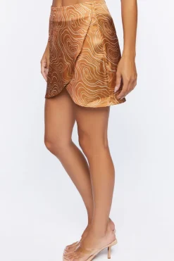 Abstract Print Tulip-Hem Mini Skirt