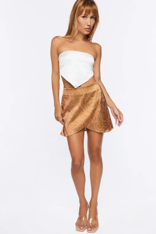 Abstract Print Tulip-Hem Mini Skirt