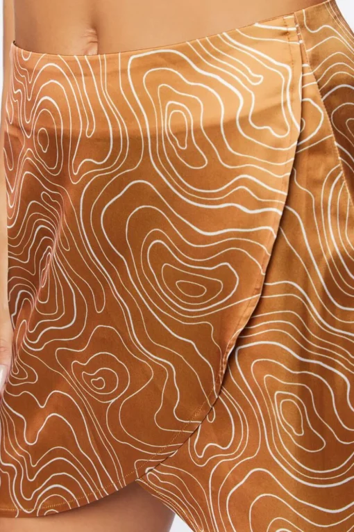 Abstract Print Tulip-Hem Mini Skirt