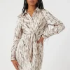 Abstract Satin Tie-Front Dress