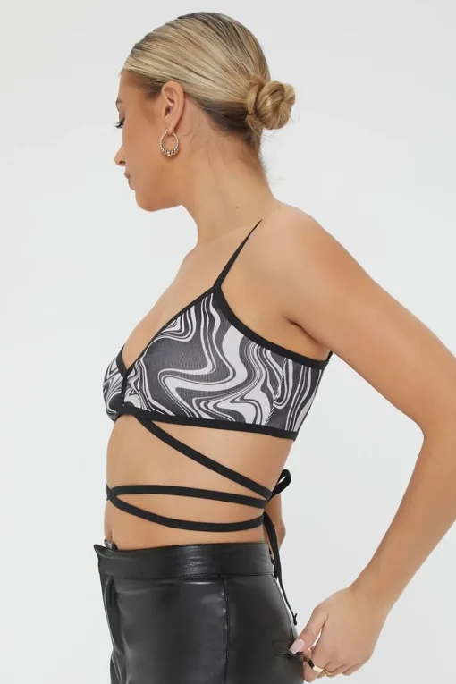 Abstract Self-Tie Cropped Cami
