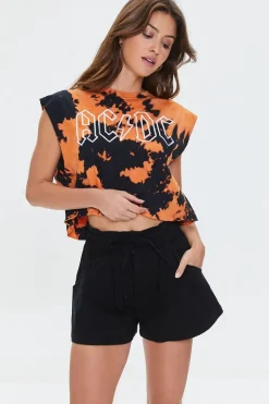 Acdc Graphic Bleach-Dye Muscle Tee