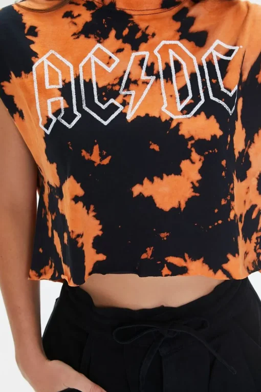 Acdc Graphic Bleach-Dye Muscle Tee