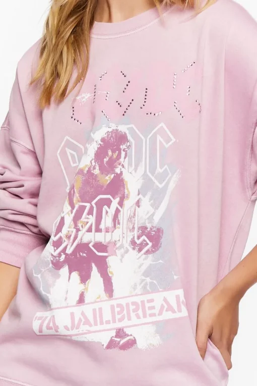 Acdc Rhinestone Graphic Pullover