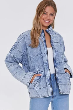 Acid Wash Quilted Denim Jacket