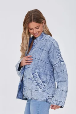 Acid Wash Quilted Denim Jacket
