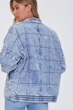 Acid Wash Quilted Denim Jacket
