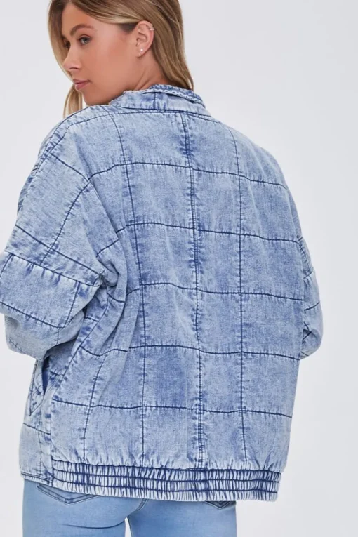 Acid Wash Quilted Denim Jacket