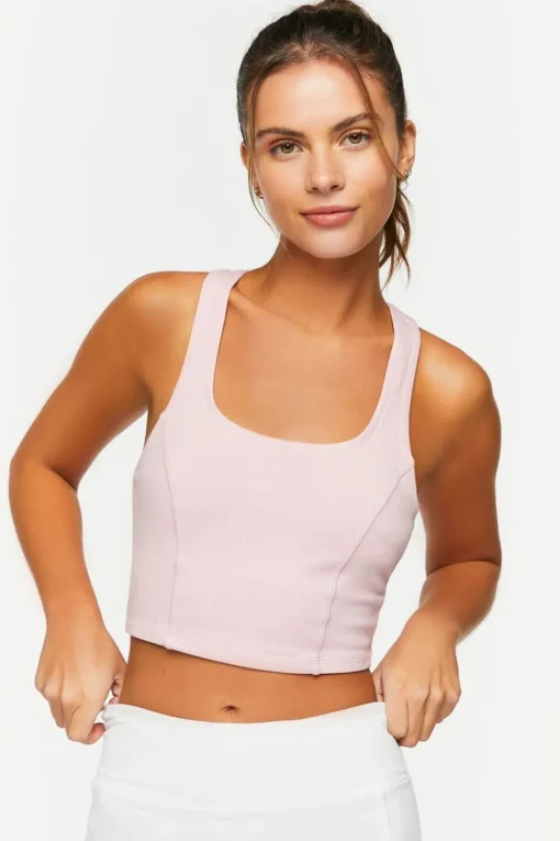 Active Cropped Racerback Tank Top