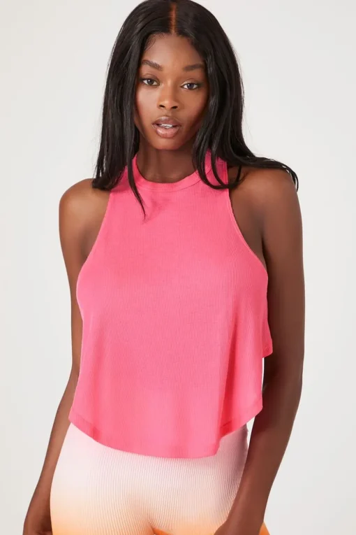 Active Cropped Racerback Tank Top